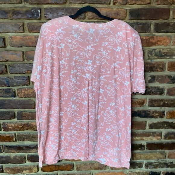NWT Stefano Pink Floral Short Sleeve Button Up Top w/ Shoulder Pads Size 22/24W - Picture 5 of 5